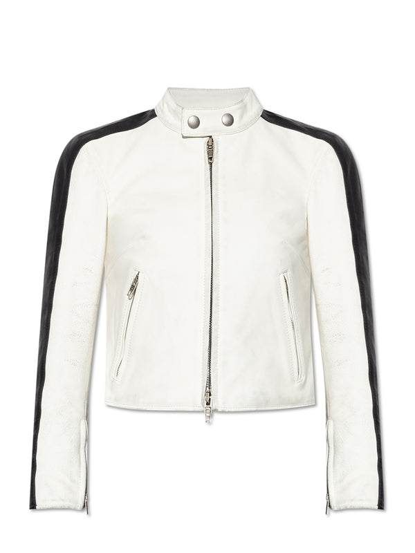 Racer Crop Leather Biker
  Jacket