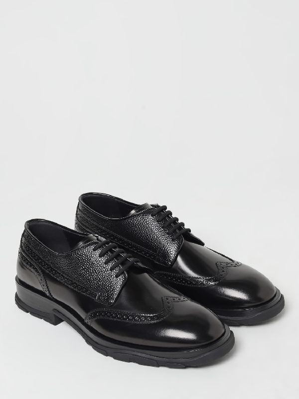 Brushed Textured Mix Lace-up Derby Shoes