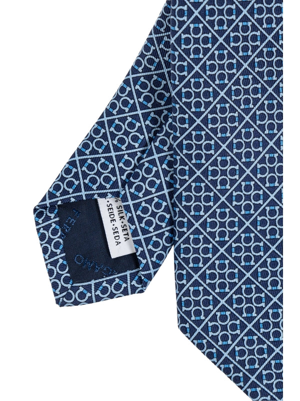 Gancini Pattern Silk Tie