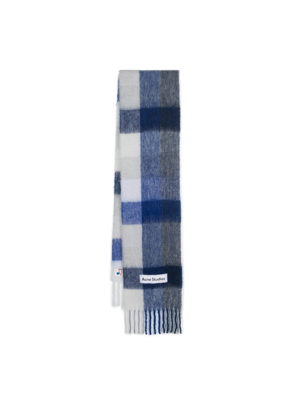 Acne Studios Blue Checked Wool Mufflers