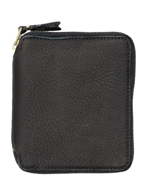 Washed Leather Zipper Around Wallet