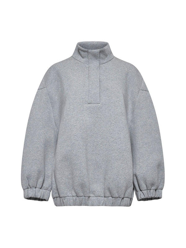 Button High Neck Sweatshirt