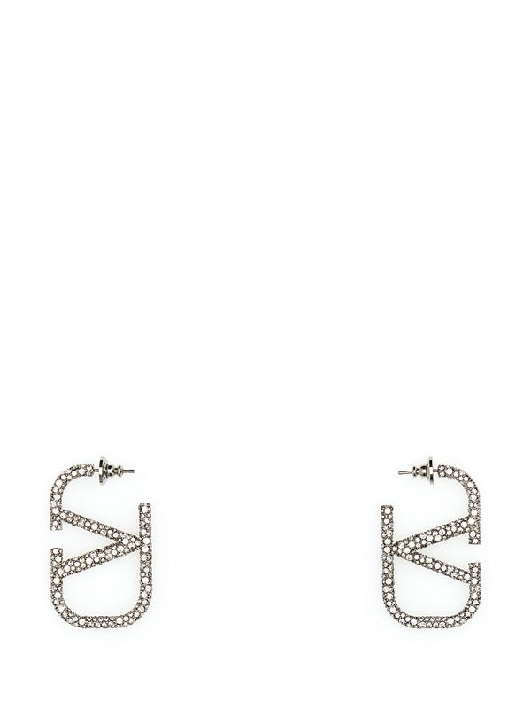 V Logo Crystal Earrings