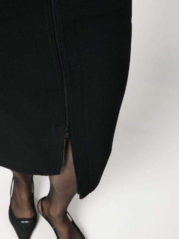 Front Zipper Midi Skirt