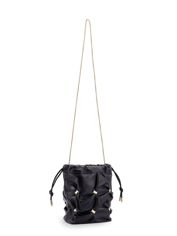 Bara Bow Detail Leather Mini Bucket Bag