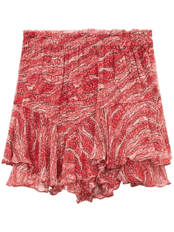 Sornel Allover Print Ruffle Shorts