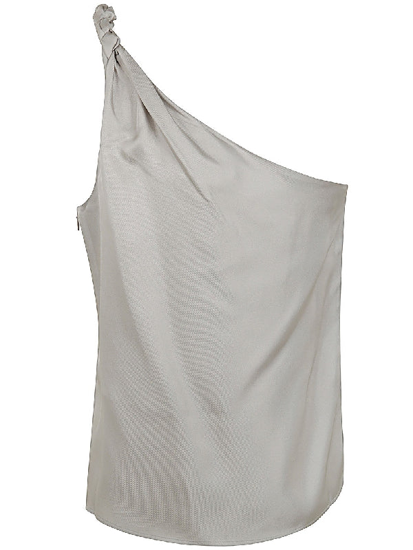 Adiran One-shoulder Silk Sleeveless Top