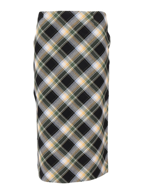 shushu/tong Back-Slit Check Skirt