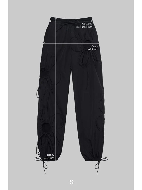 Flower Cut-Out Nylon Pants