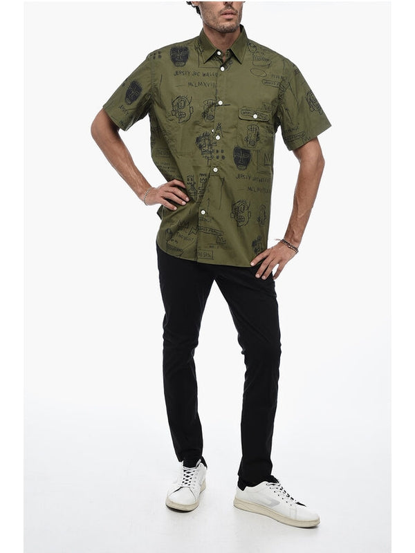 バスキアプリントコットンシャツ