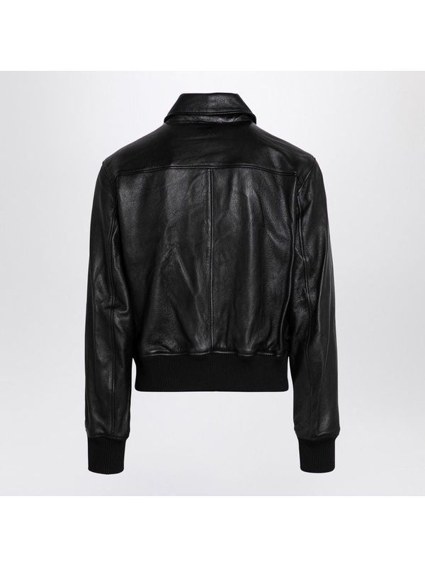 Back Logo Collar Leather Jacket