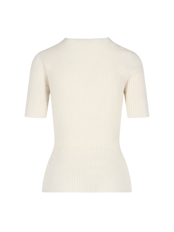 Courrèges - Logo Wool Blend Short Sleeve Knit - Jente