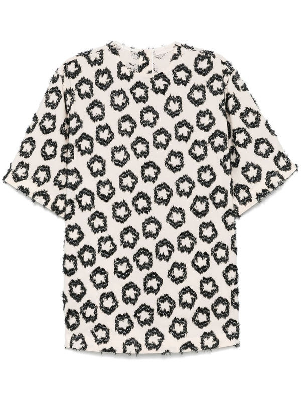 Printing Detail Short-Sleeve Blouse