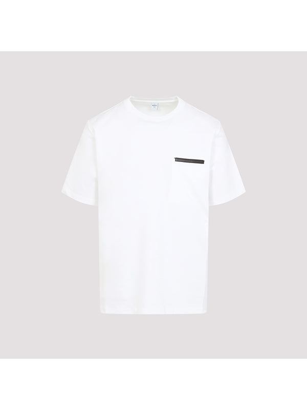 Leather Patch Cotton Short-Sleeve T-Shirt