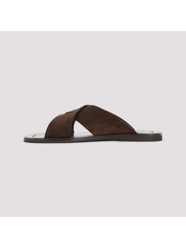 Triangle Logo Calfskin Sandals