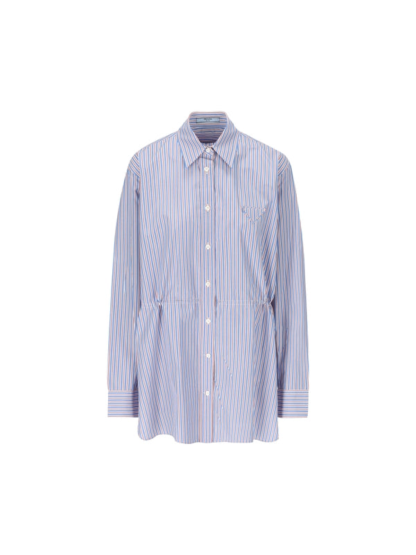 Triangle Patch Striped Cotton Shirt