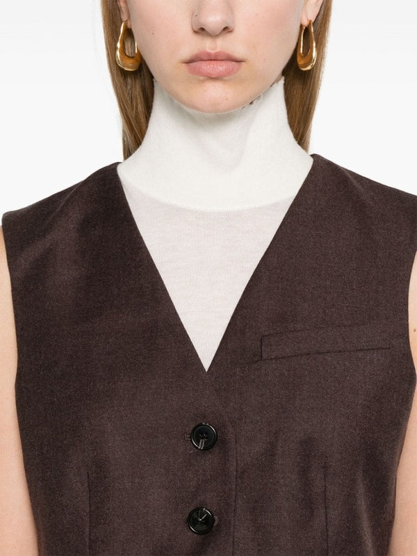 V-Neck Button Wool Vest