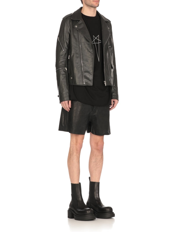 Zipper Detail Calfskin Biker Jacket