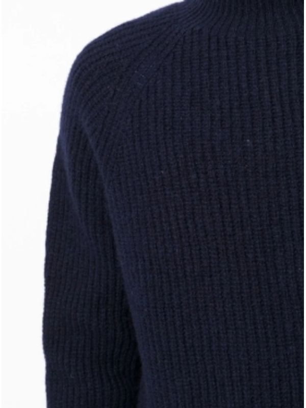 Mock Neck Ribbed Wool Knit