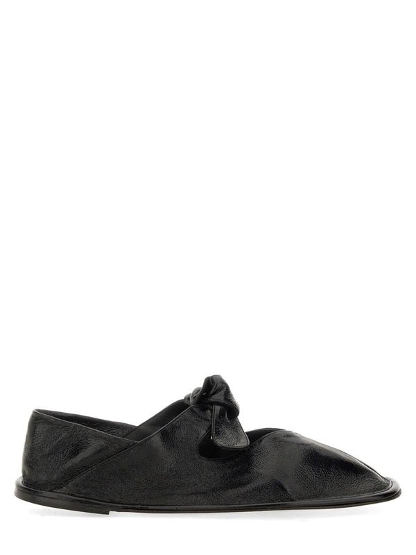 Black Lambskin Flat Shoes