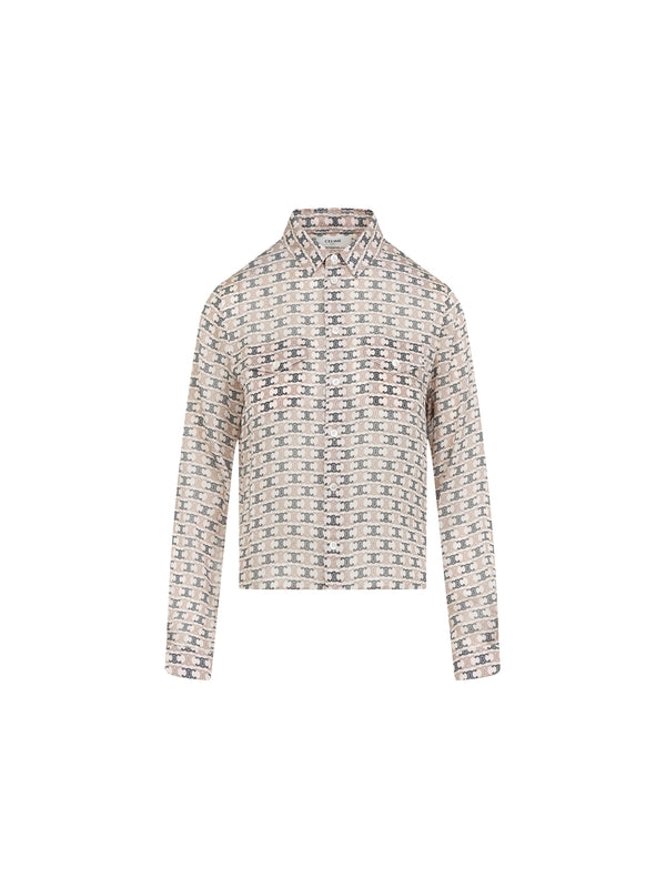 Triomphe Logo Pattern Silk Shirt