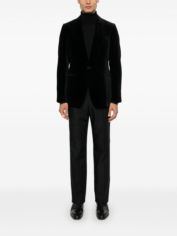 Black Wool Mohair Tailored Pants