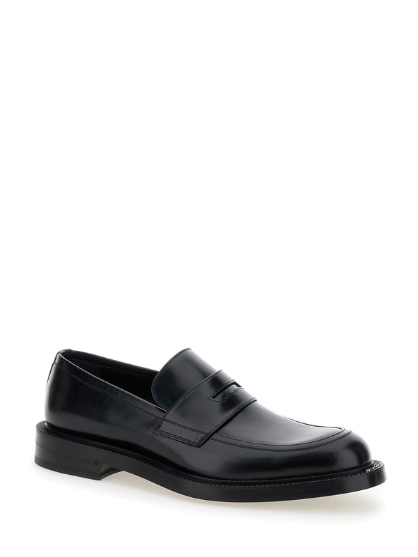 'Henry' Black Loafers in Smooth Leather Man Loafers