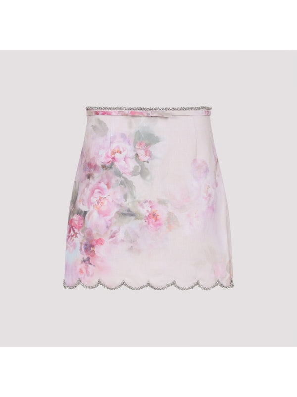 Crush Scallop Flower Mini Skirt