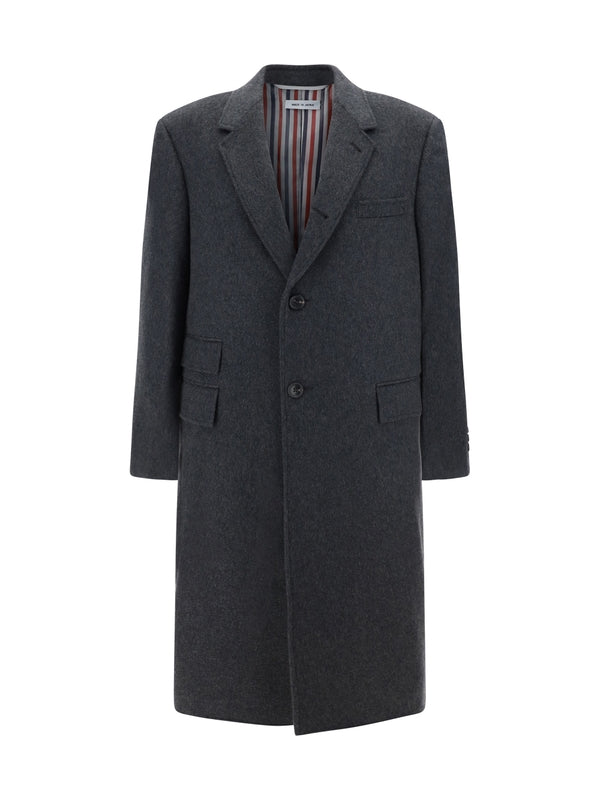 THOM BROWNE - Single Breasted Cashmere Coat - Jente