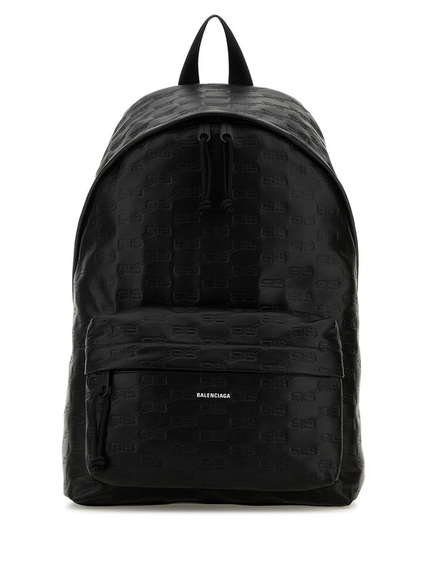 BB Logo Embossed Leather Backpack