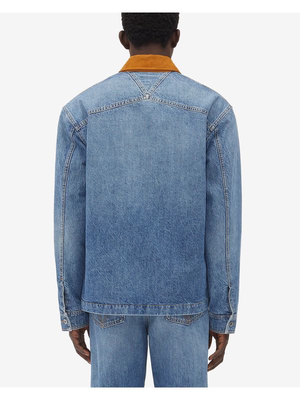 Suede Collar Denim Trucker Jacket