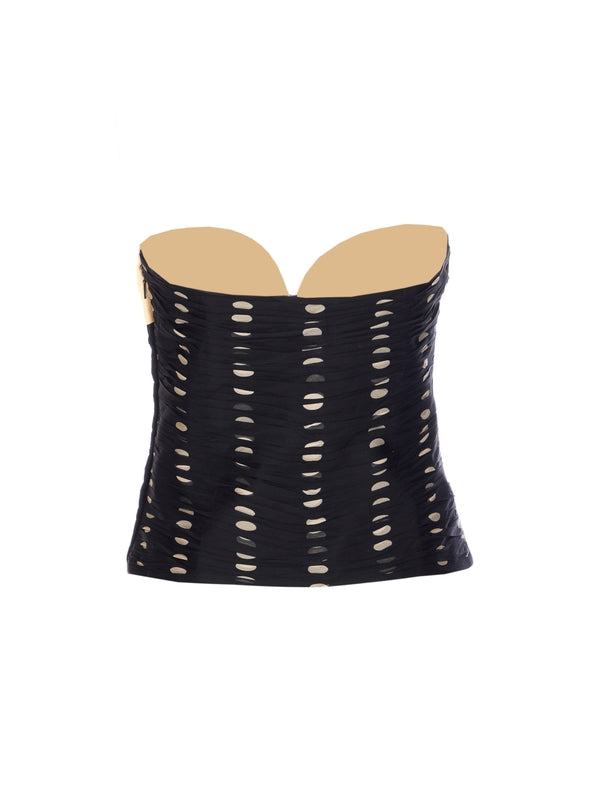 Bow Detail Dot Sleeveless Top