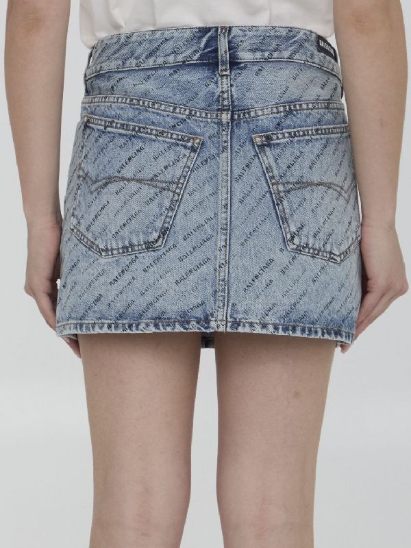 Allover Logo Denim Skirt