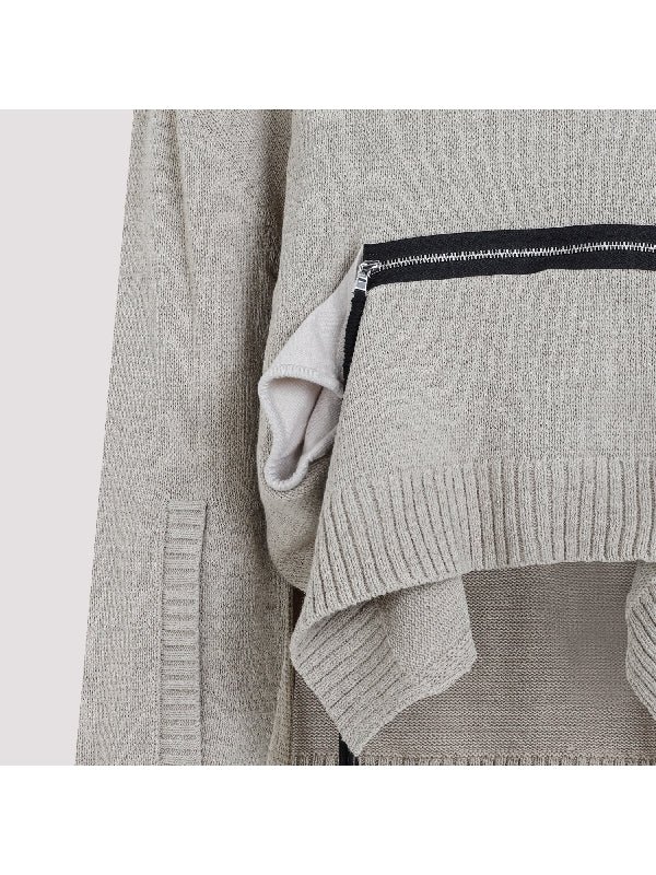 Zipper Pocket Asymmetric Knit