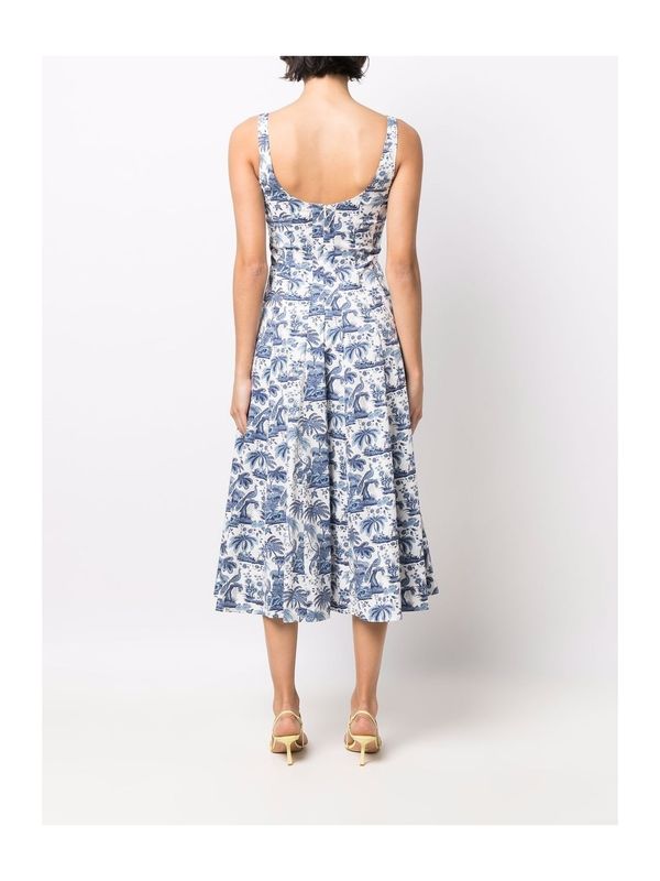 Botanical Print Cotton Midi Dress