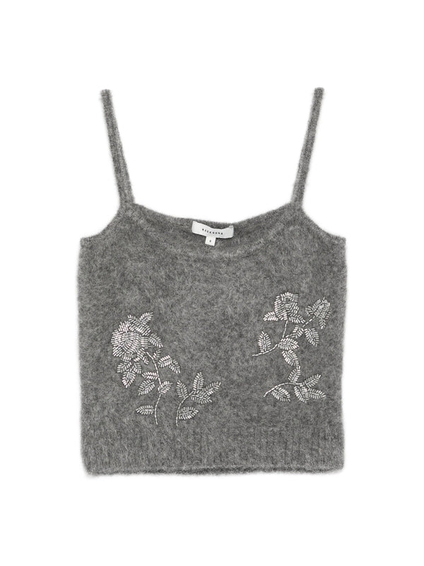 Flower-Embellished Tank Top