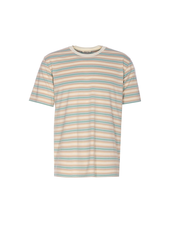 Auralee Stripe Cotton Short Sleeve T-Shirt