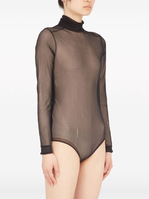 Back Stitch Sheer Bodysuit