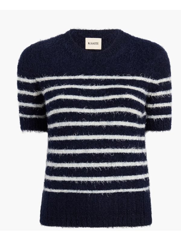 Striped Silk Cashmere Short Sleeve Knit