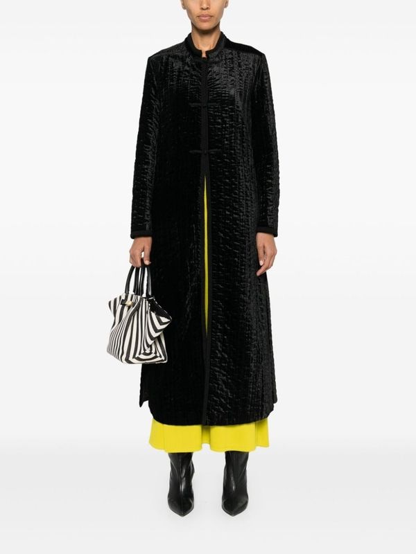 Black Quilted Long Coat