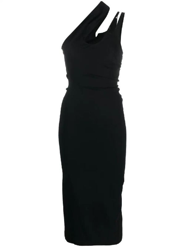 One-Shoulder Fitted Midi Dress