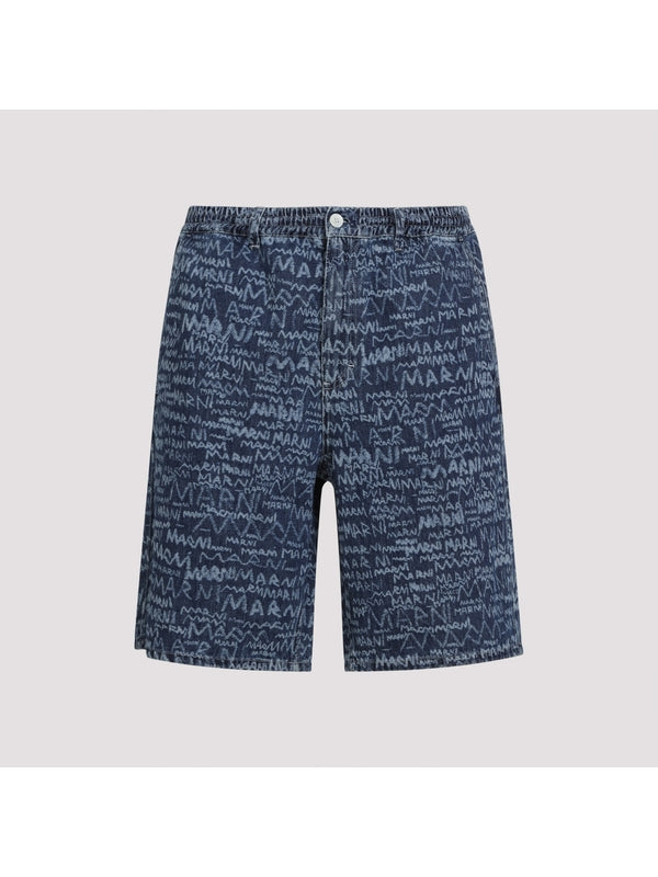 Allover Logo Denim Shorts