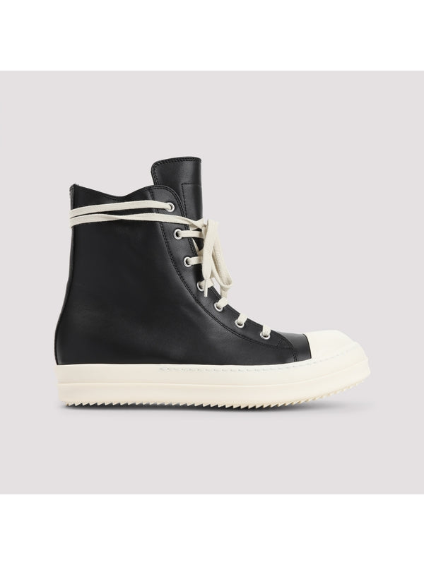 Zipper Detail Leather High Top Sneakers