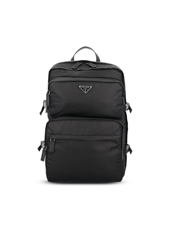 Triangle Logo Re-nylon Saffiano Leather
  Backpack