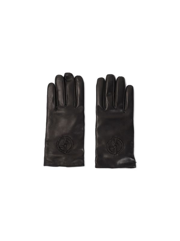 Braided Logo Detail Lambskin Gloves