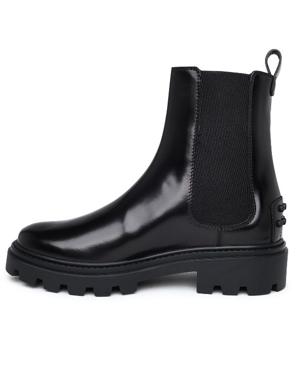 Black Leather Chunky Sole Chelsea Boots