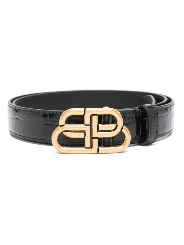 BB Logo Buckle Leather Belt