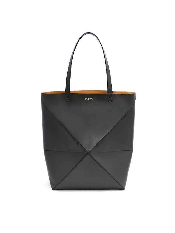 Puzzle Fold Leather Medium Tote Bag