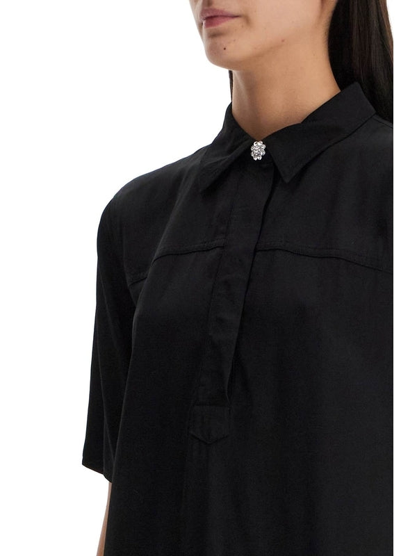 Black Flared Short Sleeve Mini Dress