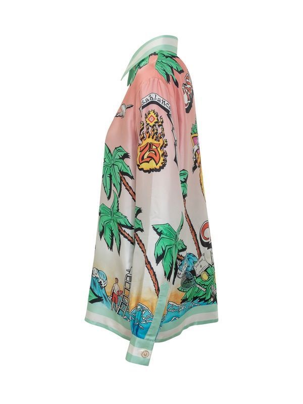 Graphic Printing Silk Shirt